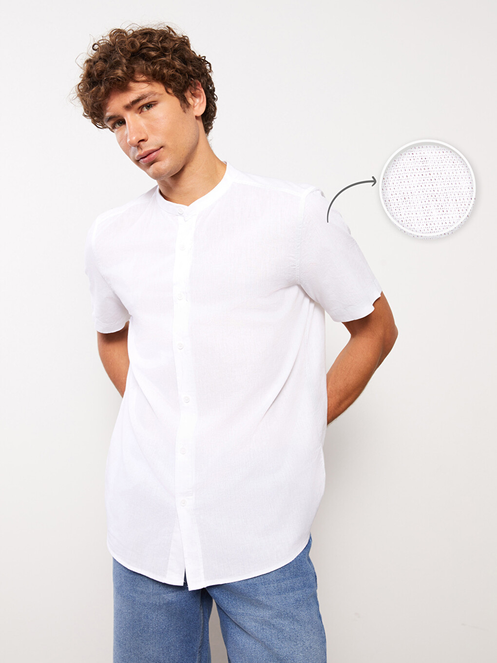 Regular Fit Short Sleeve Linen Blend Men's Shirt