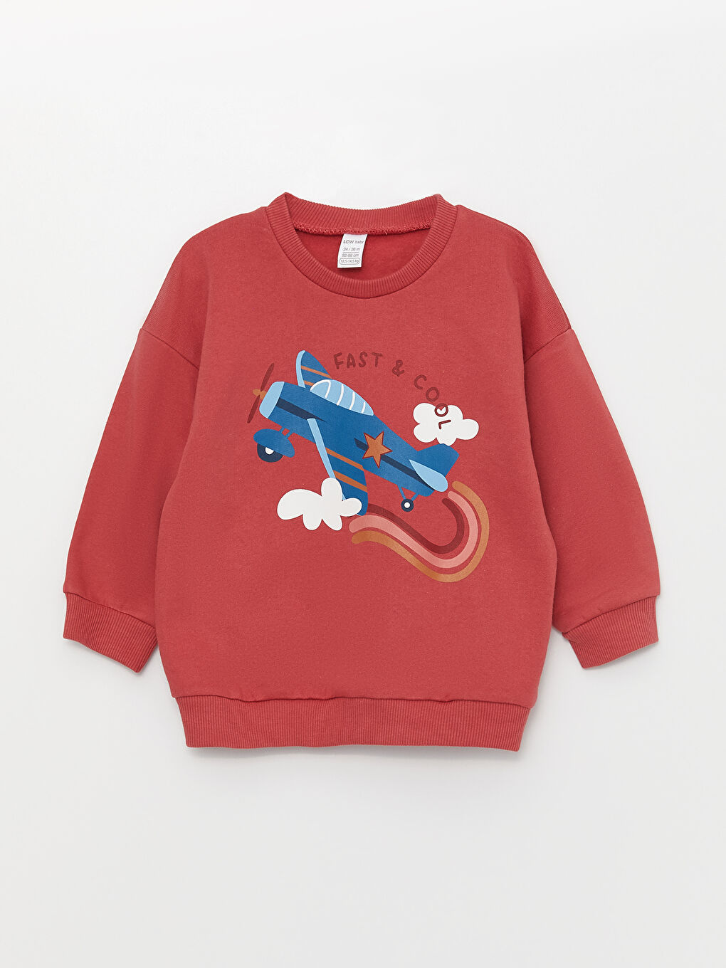 Pembe Bisiklet Yaka Uzun Kollu Baskılı Erkek Bebek Sweatshirt 2'li-2