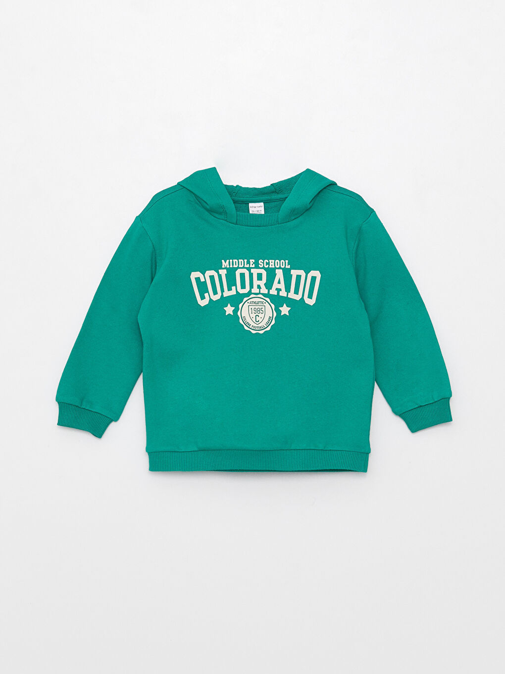 Yeşil Bisiklet Yaka Uzun Kollu Baskılı Erkek Bebek Sweatshirt 2'li-1