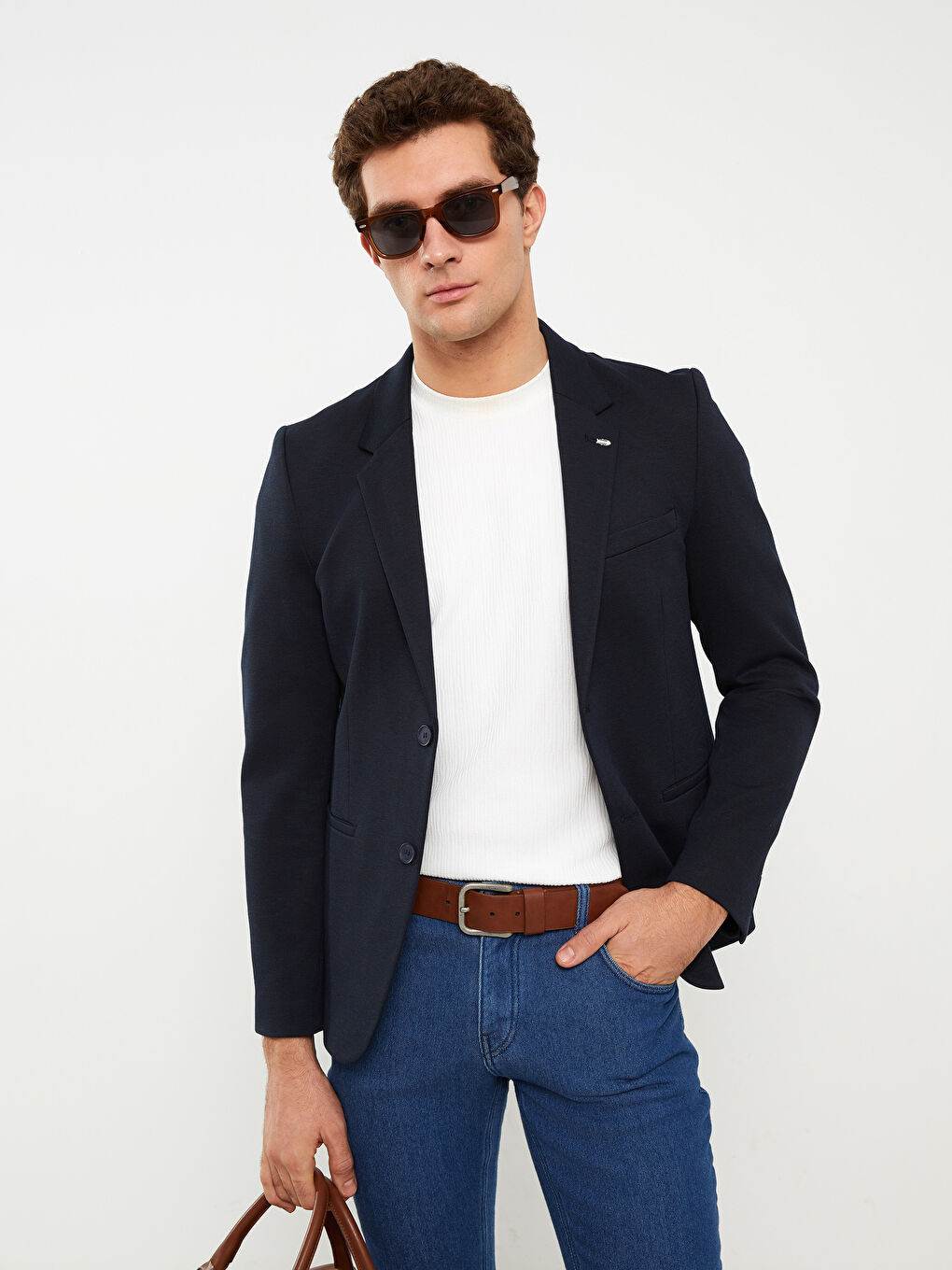 Lacivert Ekstra Dar Kalıp Erkek Blazer Ceket