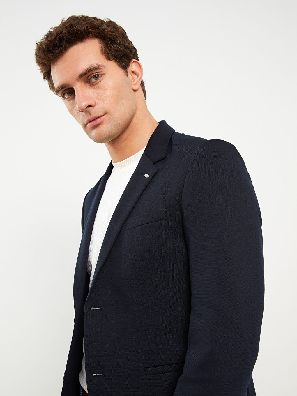 Lacivert Ekstra Dar Kalıp Erkek Blazer Ceket-1