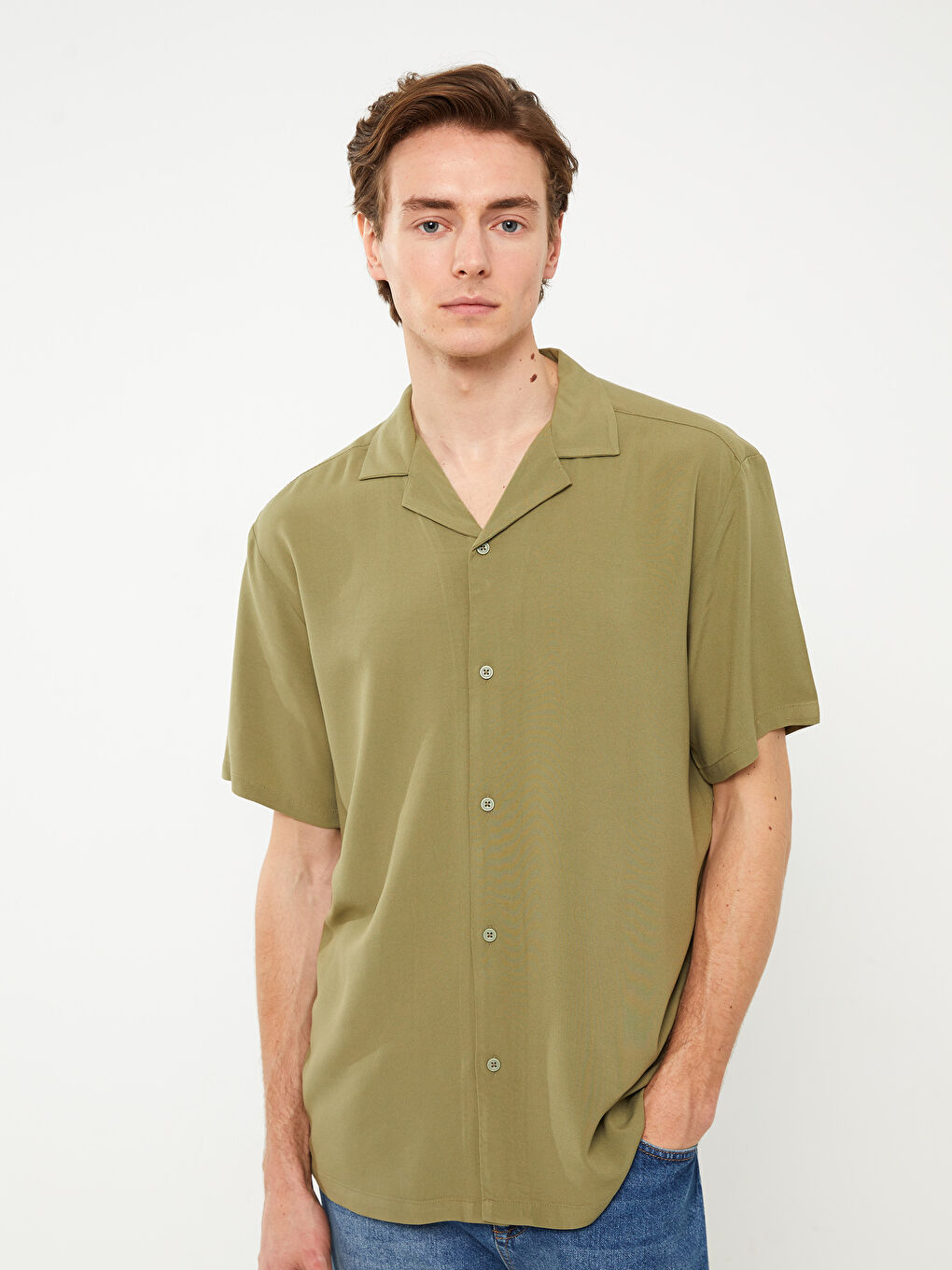 XSIDE Regular Fit Resort Collar Short Sleeve Men's Shirt -S3AA53Z8-MGL
