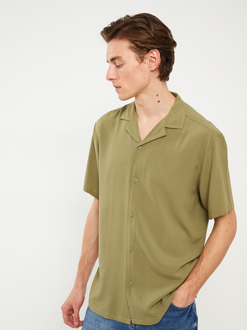 XSIDE Regular Fit Resort Collar Short Sleeve Men's Shirt -S3AA53Z8-MGL