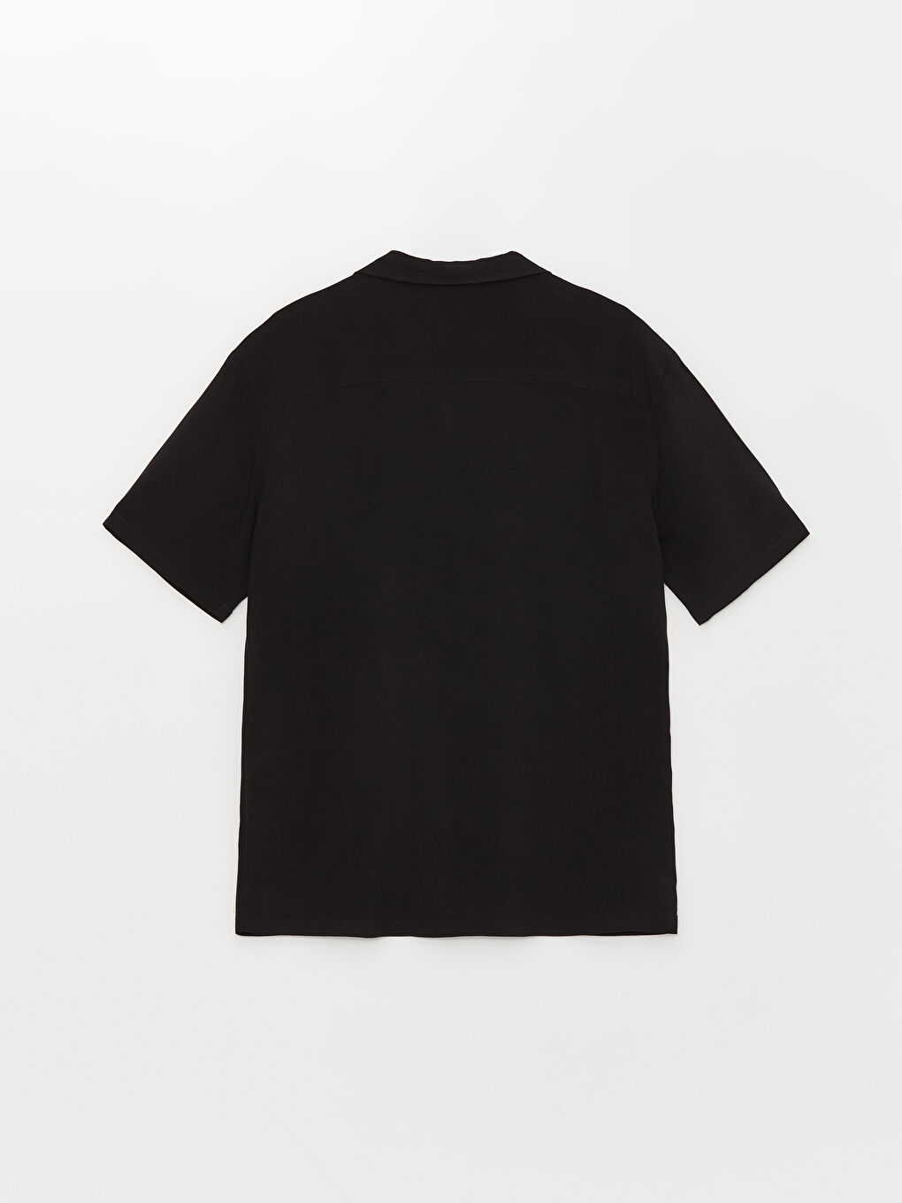 Siyah Regular Fit Resort Yaka Kısa Kollu Erkek Gömlek-6