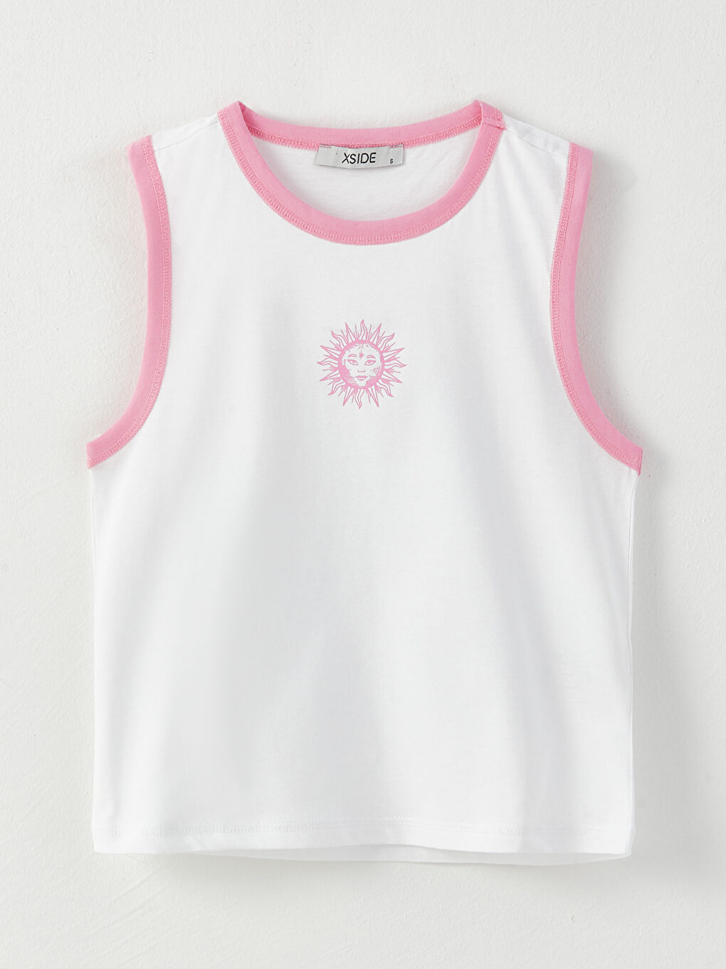 Beyaz Bisiklet Yaka Baskılı Crop Kadın Aktif Spor Atlet-6