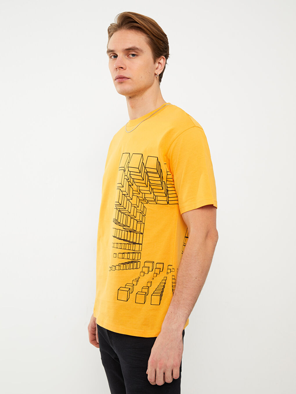 Crew Neck Short Sleeve Printed Combed Cotton Men's T-shirt-1