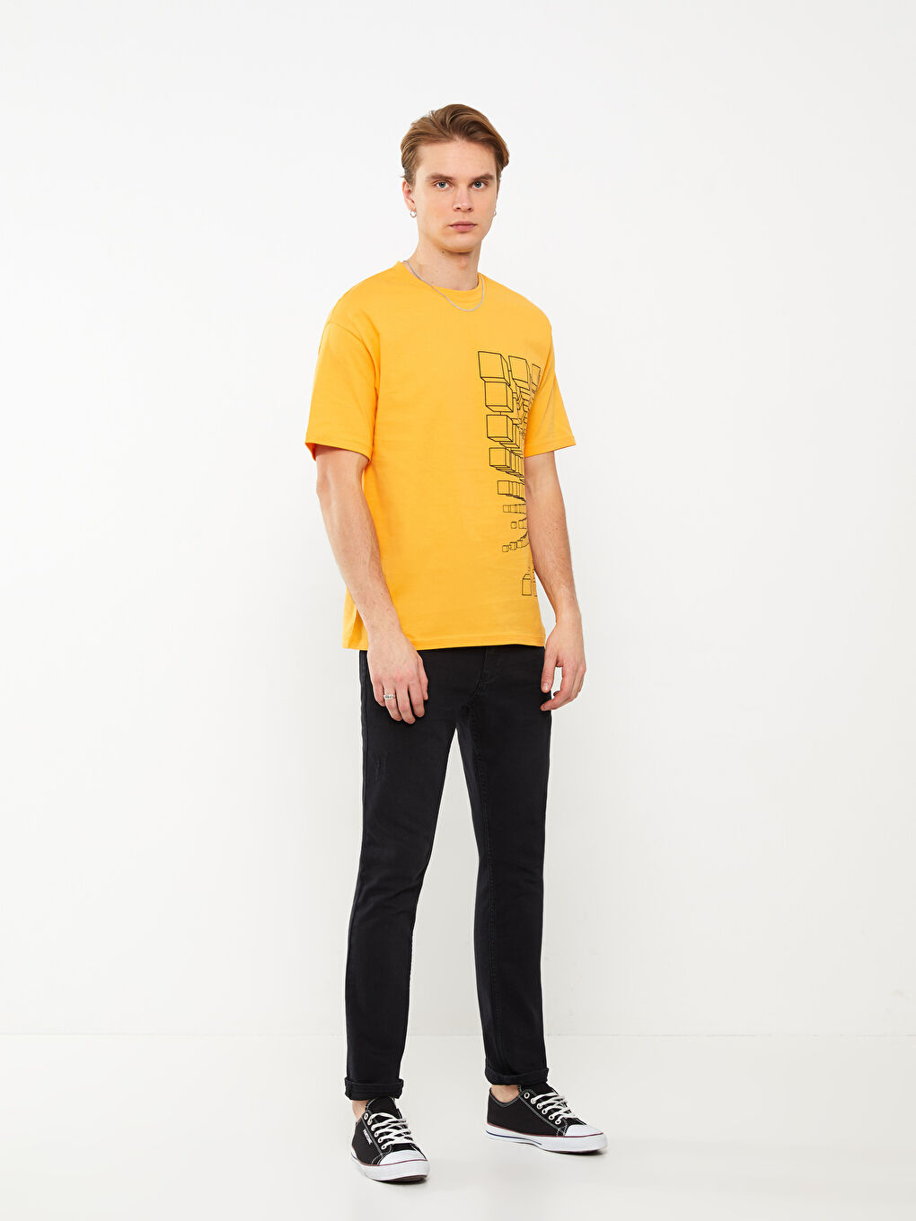 Crew Neck Short Sleeve Printed Combed Cotton Men's T-shirt-2