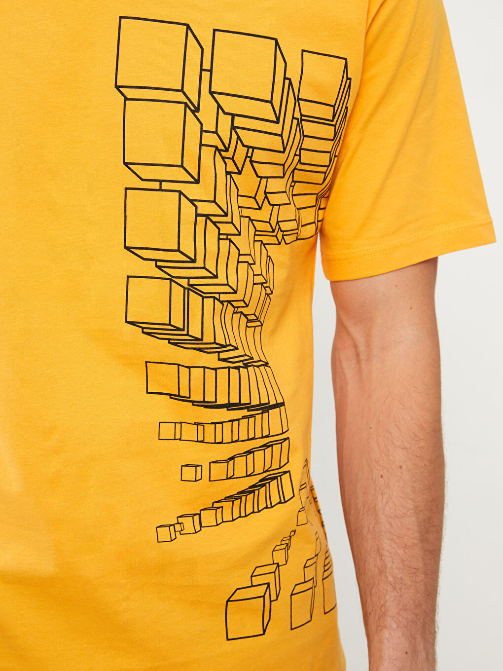 Crew Neck Short Sleeve Printed Combed Cotton Men's T-shirt-3