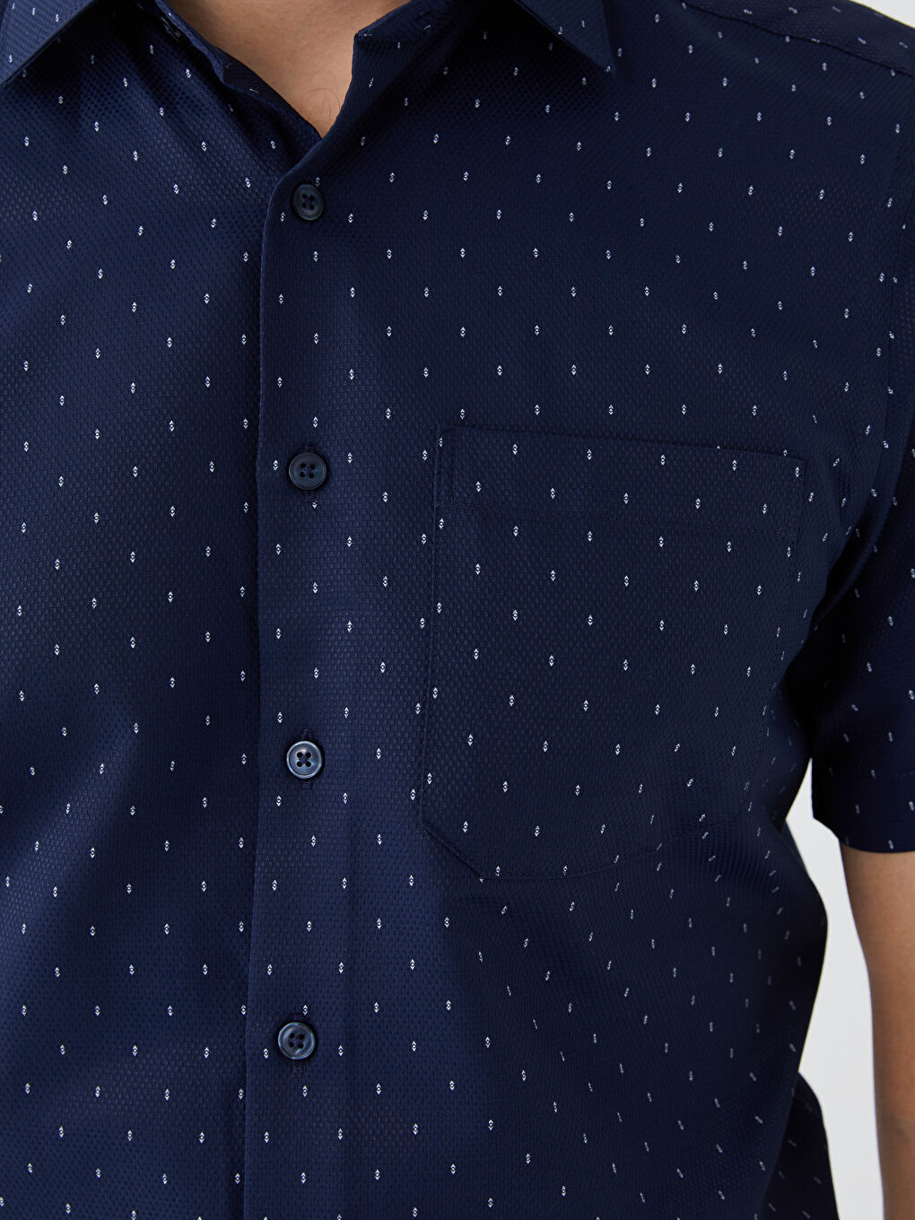 Regular Fit Short Sleeve Patterned Dobby Men's Shirt-3