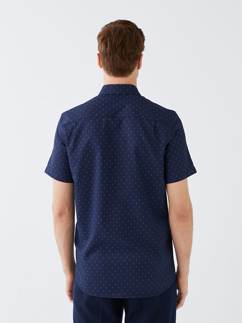 Regular Fit Short Sleeve Patterned Dobby Men's Shirt-4