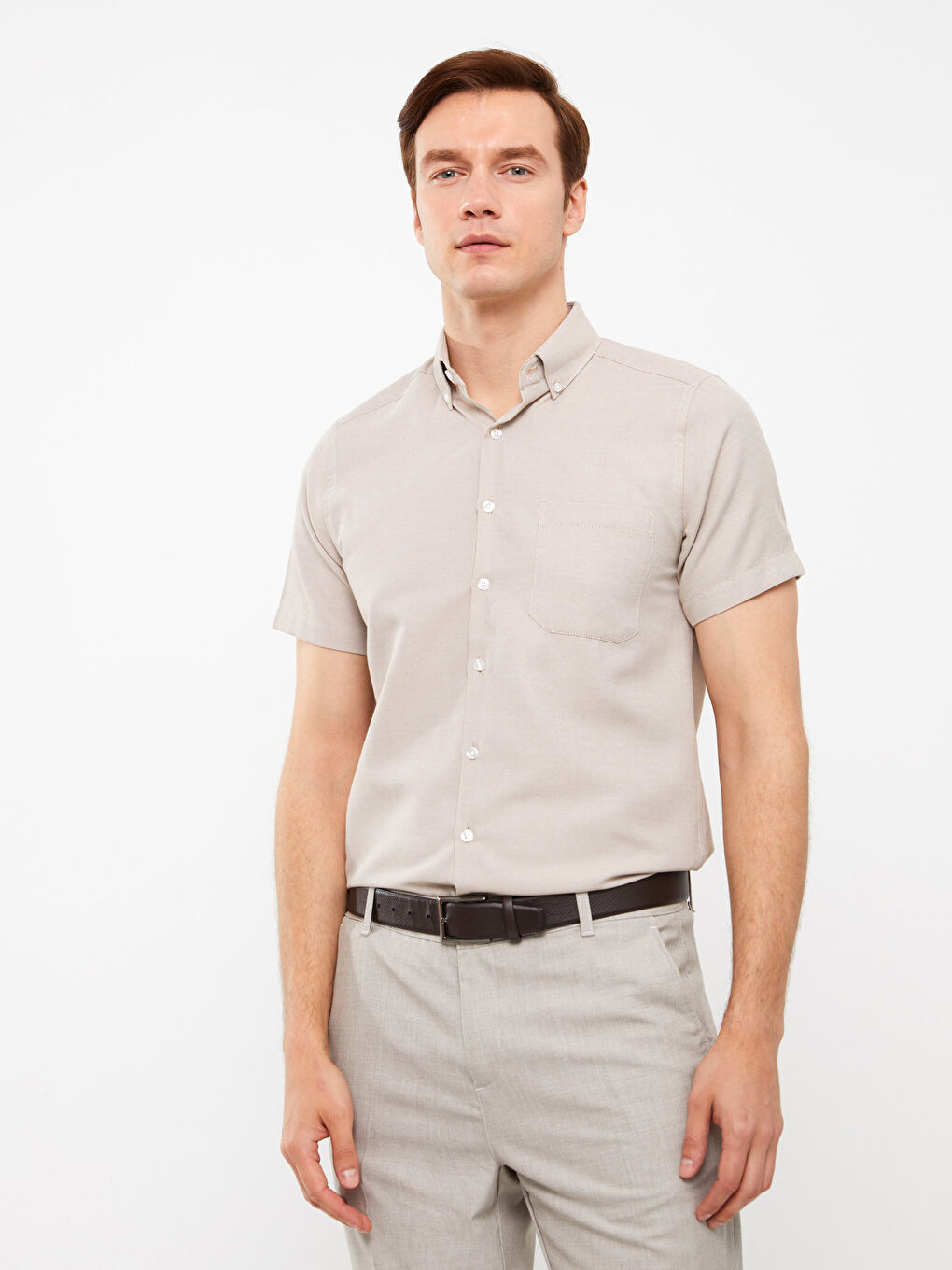 Slim Fit Short Sleeve Oxford Men Shirt -S3AA74Z8-G8H