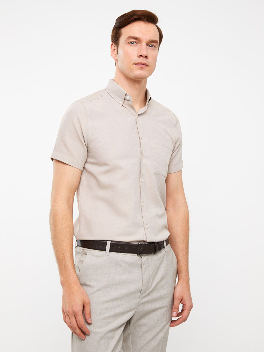 Slim Fit Short Sleeve Oxford Men Shirt -S3AA74Z8-G8H