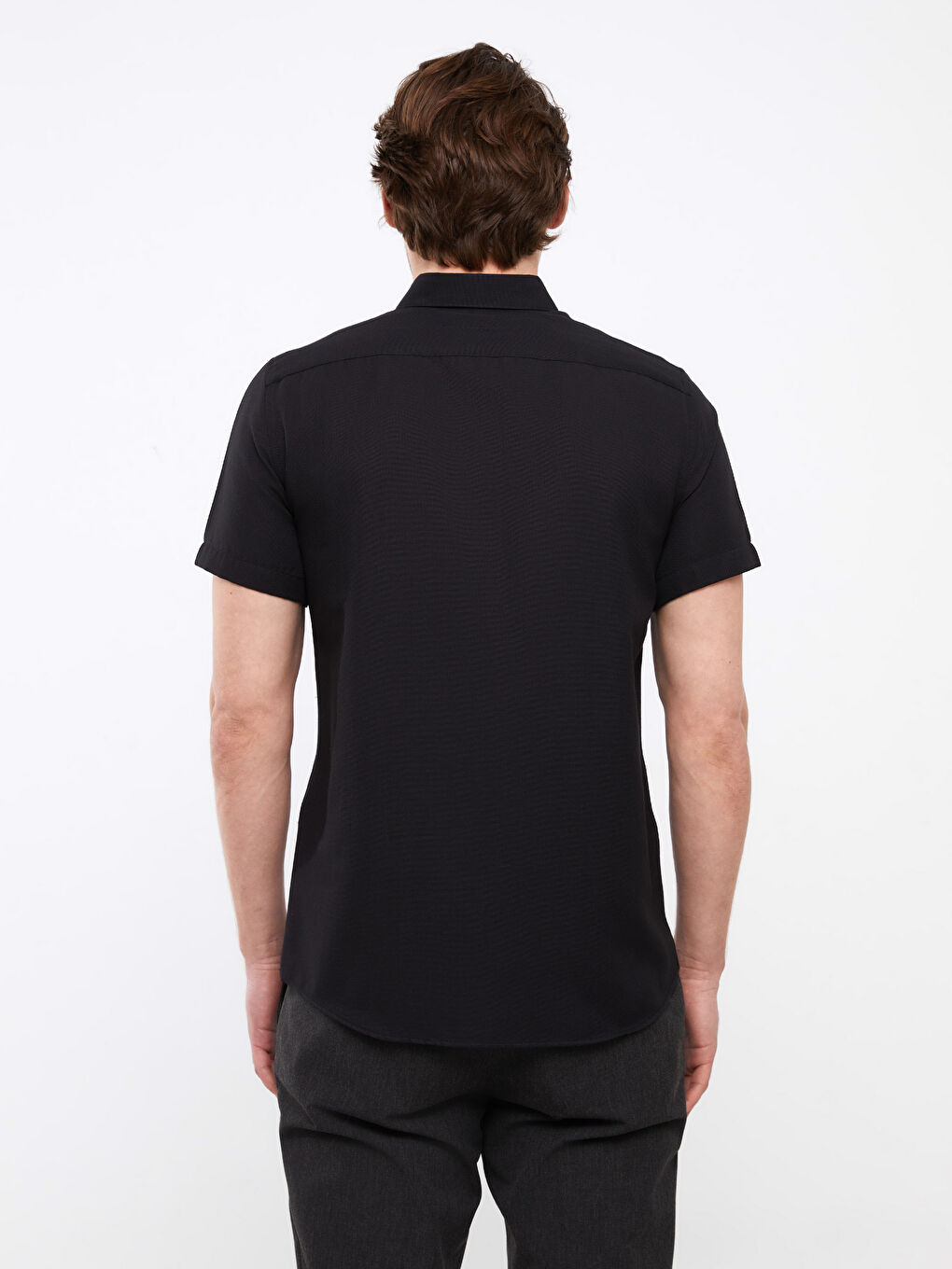 Slim Fit Short Sleeve Oxford Men Shirt-4