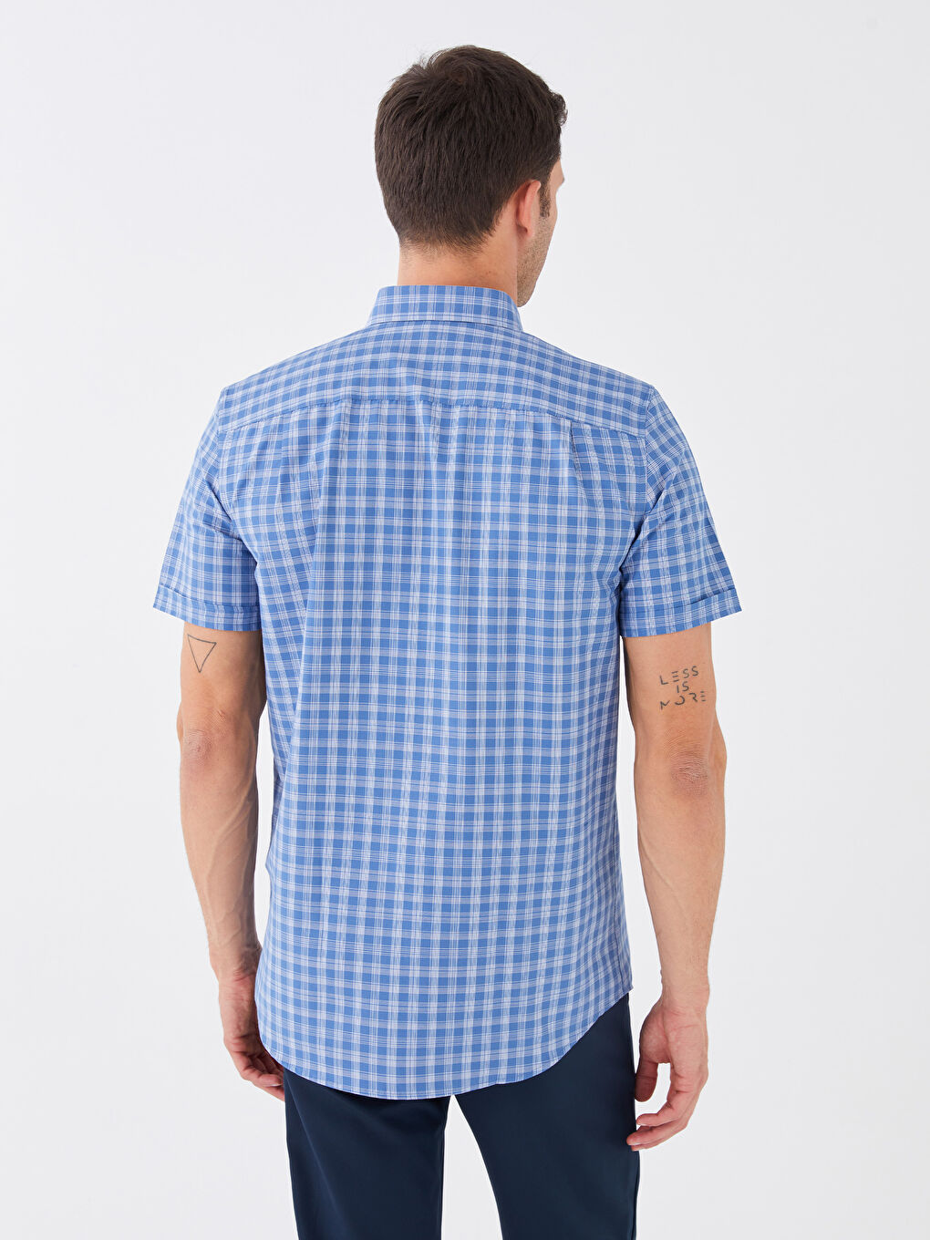 LCWAIKIKI Formal Standardni kroj Kratki rukav Karirani dezen Poplin Muška košulja -S3AA82Z8-LN5