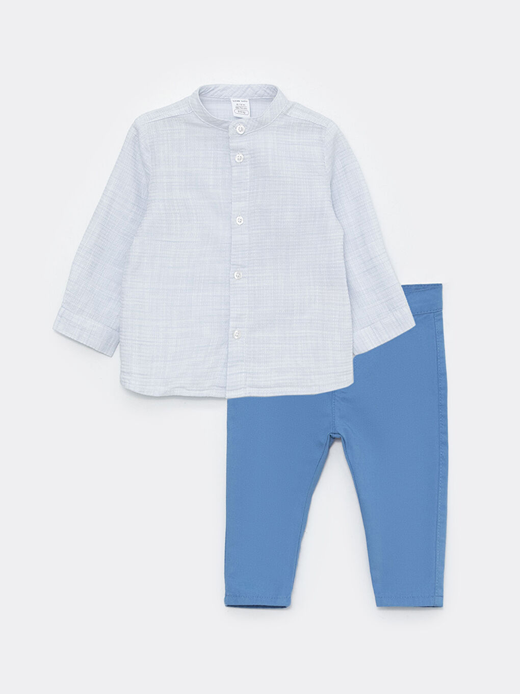 Cămașă cu Mânecă Lungă și Guler de Judecător pentru Bebeluși Băieți și Pantaloni