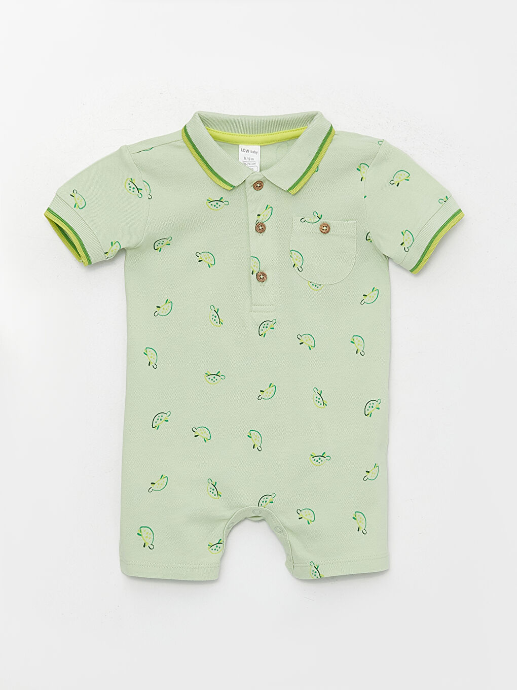 Yeşil Polo Yaka Kısa Kollu Erkek Bebek Tulum