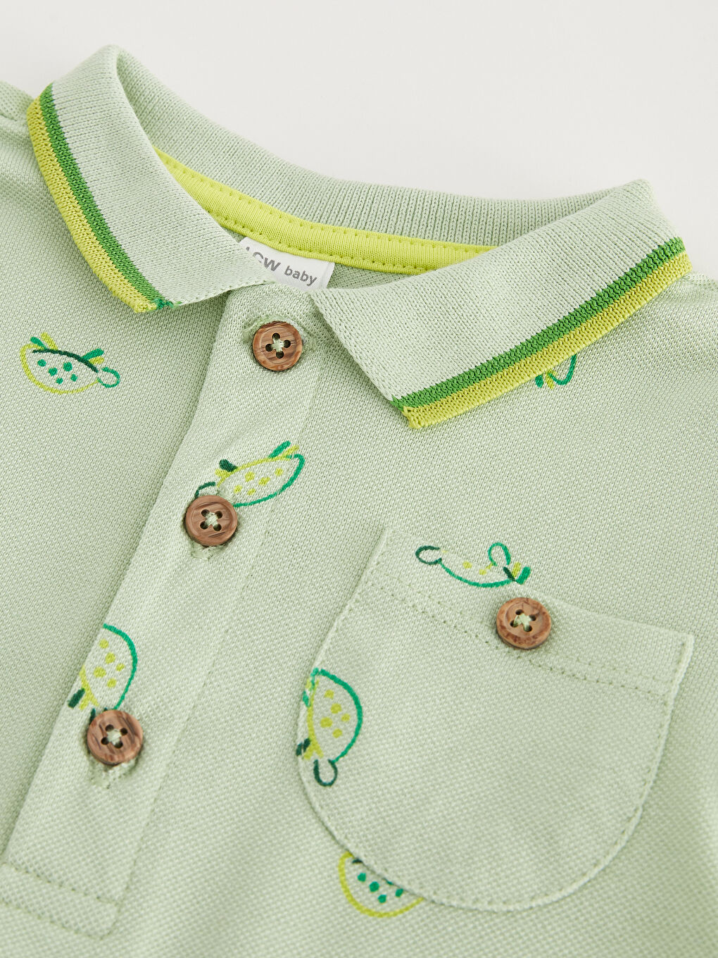 Yeşil Polo Yaka Kısa Kollu Erkek Bebek Tulum-3