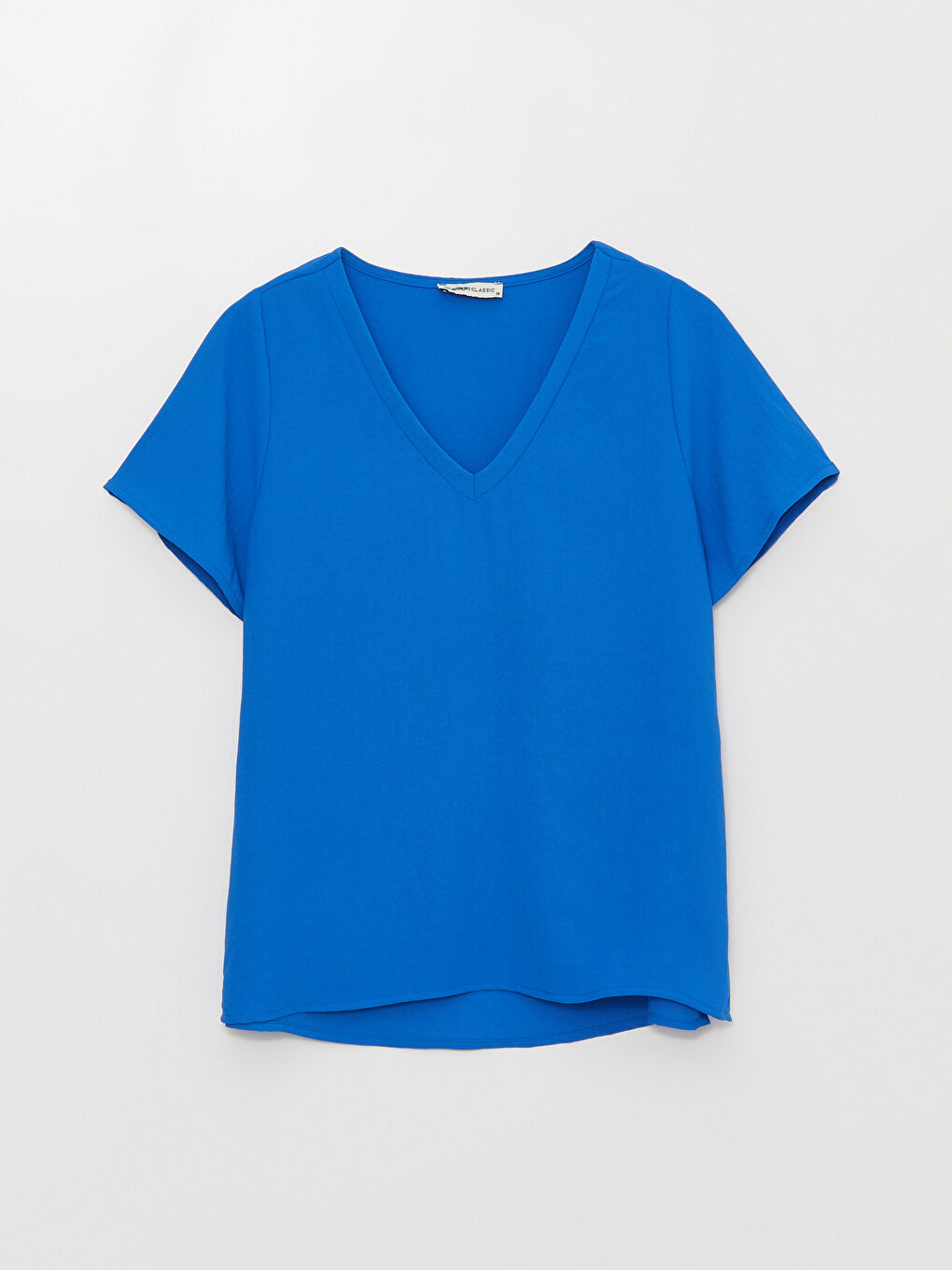 V-Neck Plain Short Sleeve Women's Blouse-5