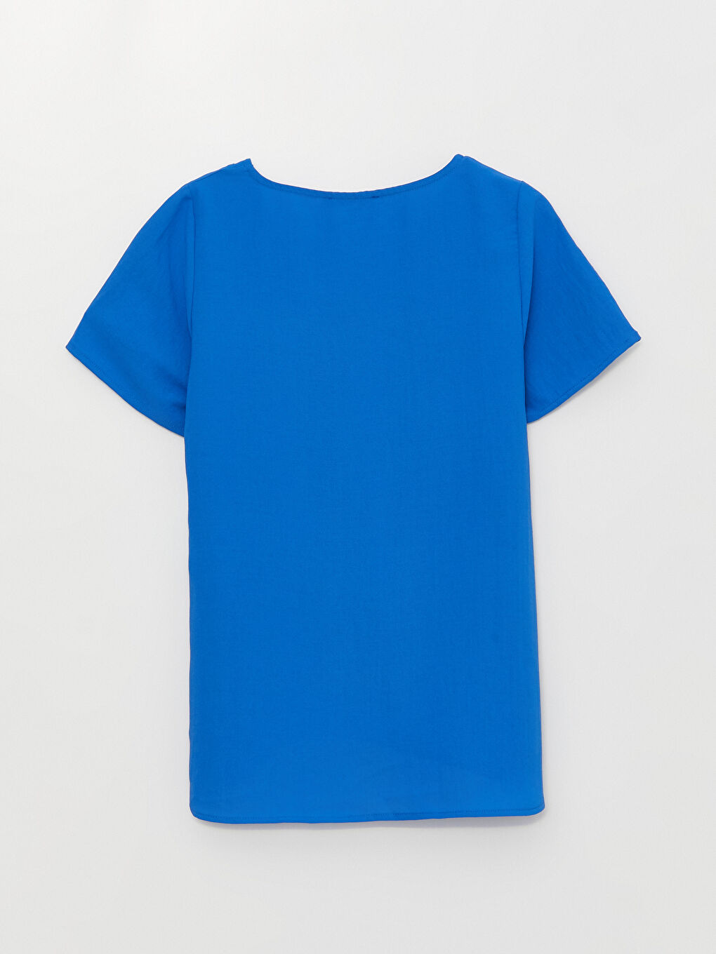 V-Neck Plain Short Sleeve Women's Blouse-6