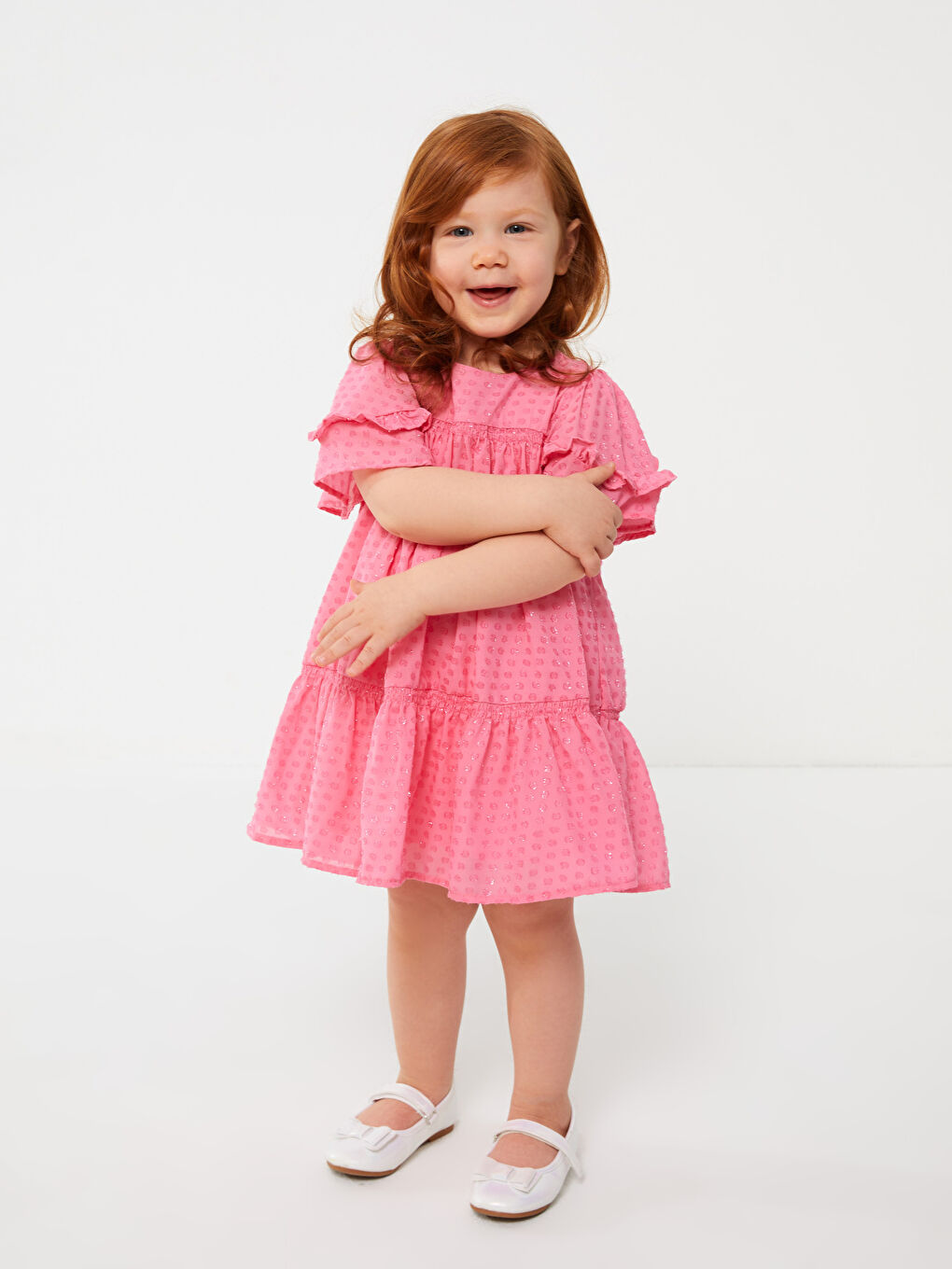 Crew Neck Self-Patterned Baby Girl Dress -S3AB23Z1-GFU