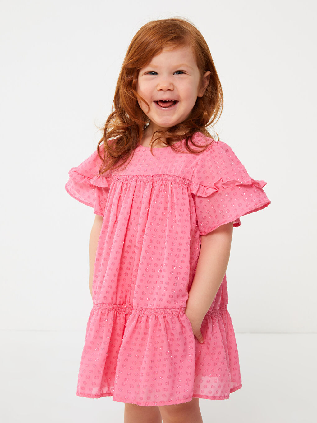 Crew Neck Self-Patterned Baby Girl Dress -S3AB23Z1-GFU