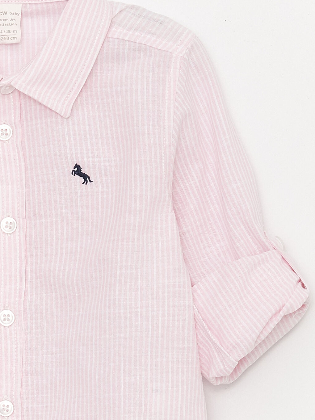 Pembe Çizgili Erkek Bebek Gömlek-2