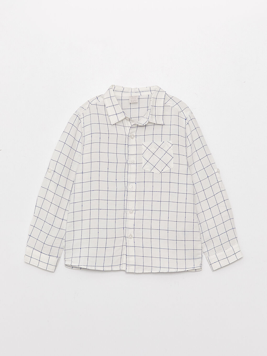 Lacivert Ekose Desenli Uzun Kollu Erkek Bebek Gömlek