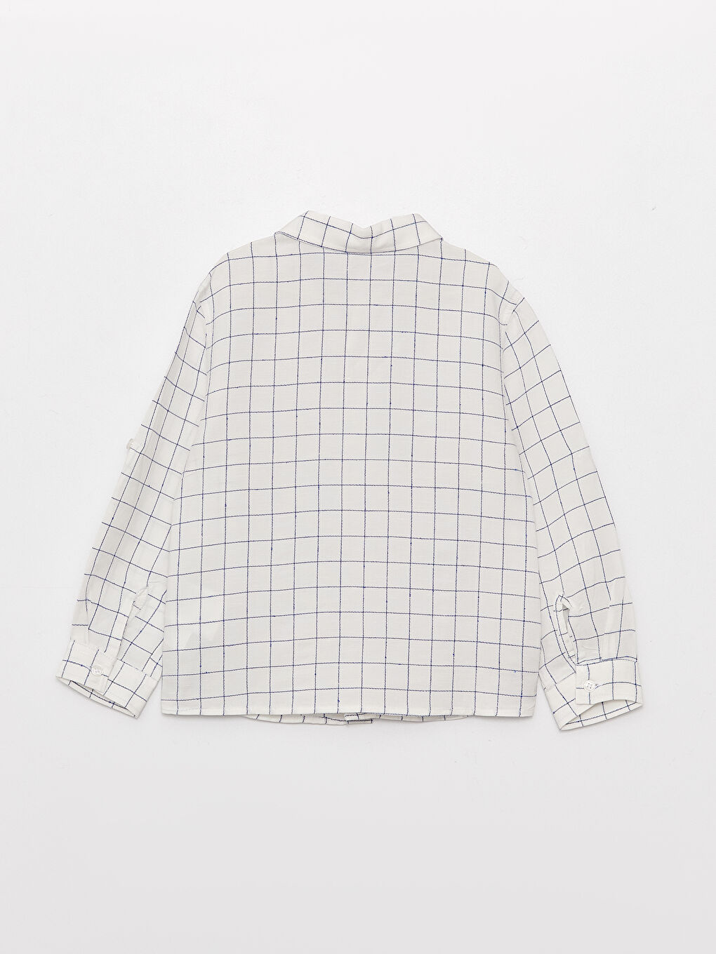 Lacivert Ekose Desenli Uzun Kollu Erkek Bebek Gömlek-1