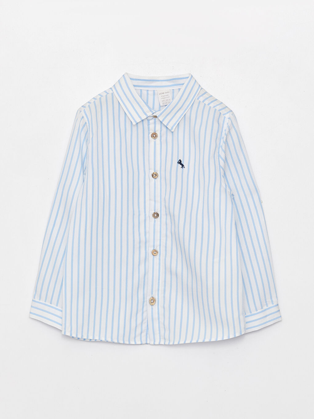 Mavi Çizgili Uzun Kollu Erkek Bebek Gömlek-4