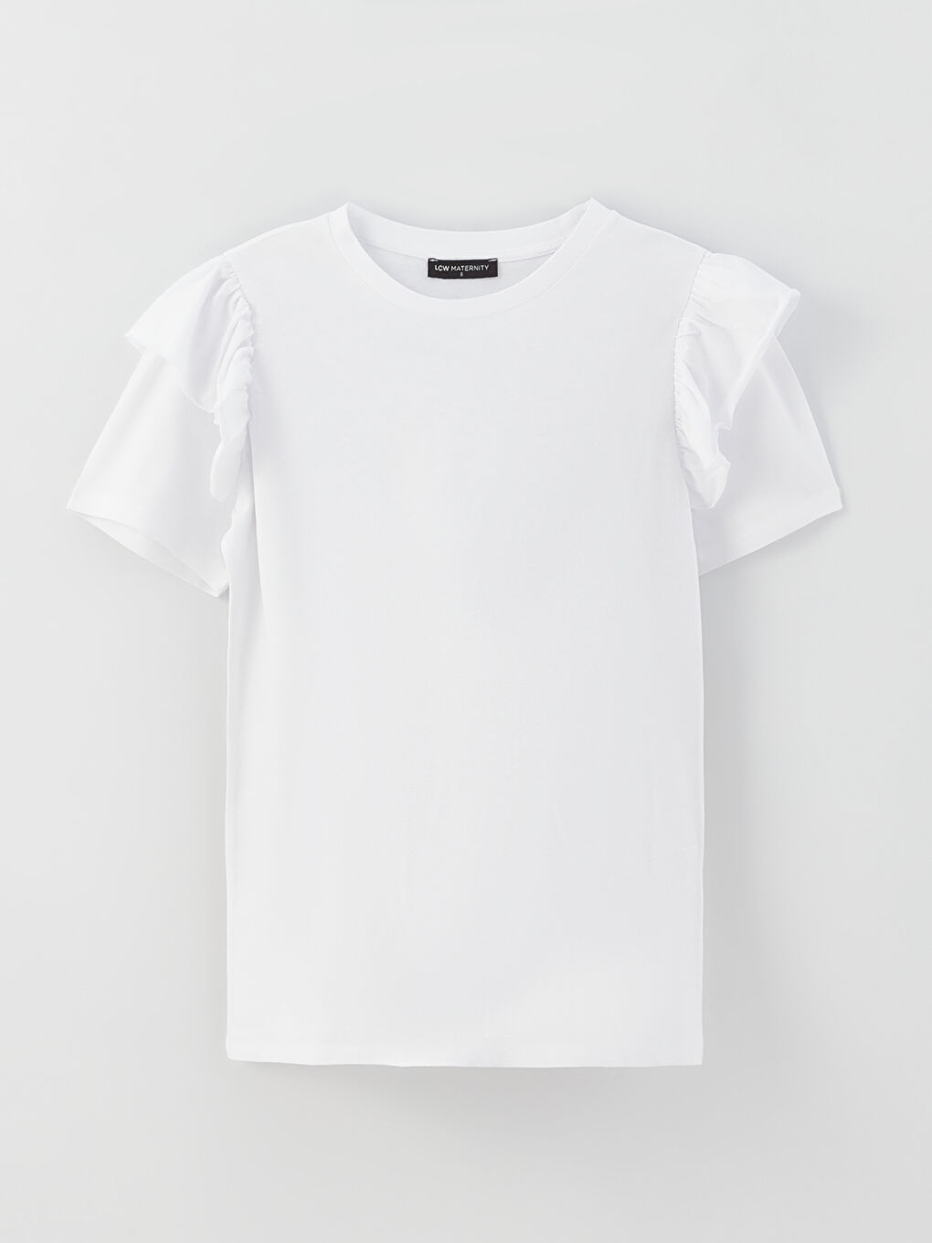Crew Neck Plain Short Sleeve Maternity T-Shirt-5