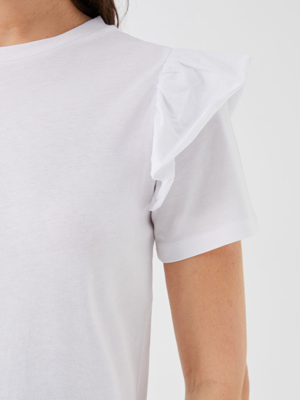 Crew Neck Plain Short Sleeve Maternity T-Shirt-3