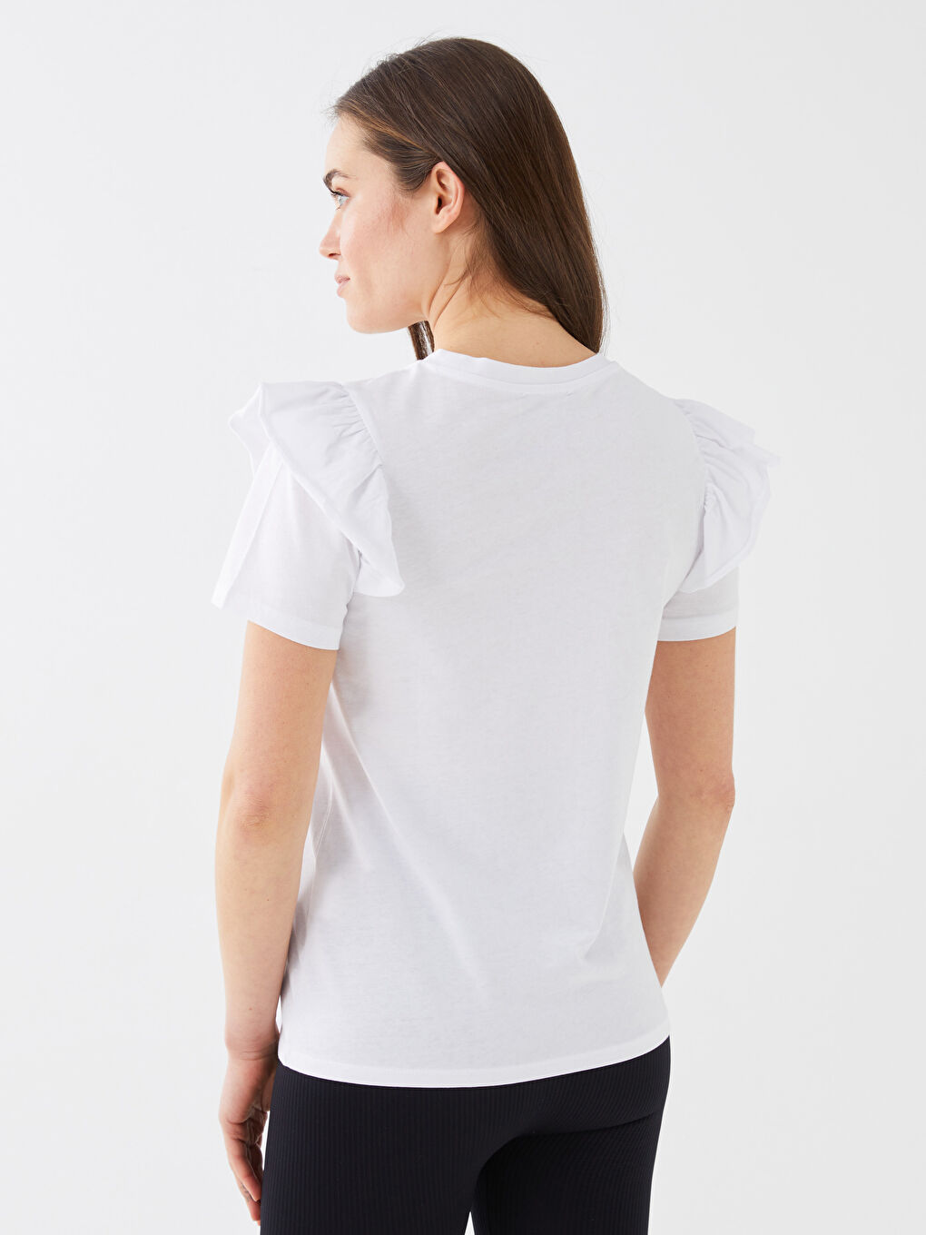 Crew Neck Plain Short Sleeve Maternity T-Shirt-4