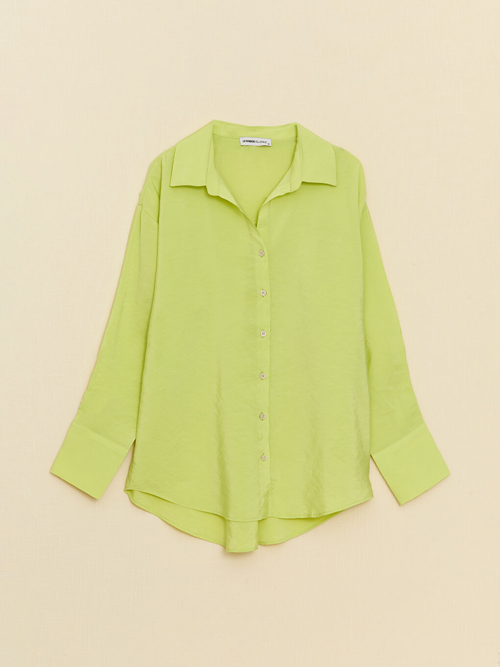 Yeşil Kadın Düz Uzun Kollu Gömlek-4