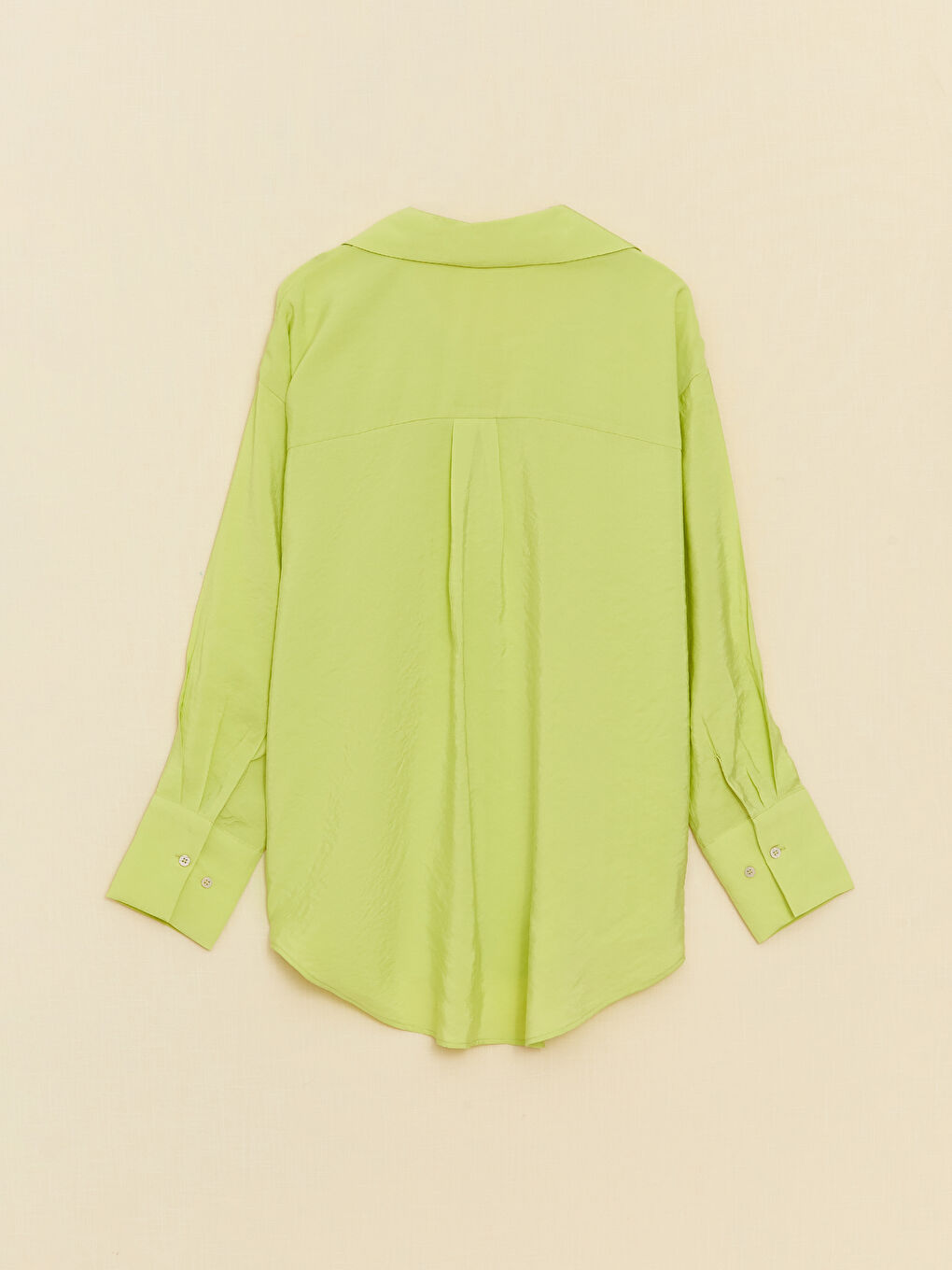 Yeşil Kadın Düz Uzun Kollu Gömlek-5