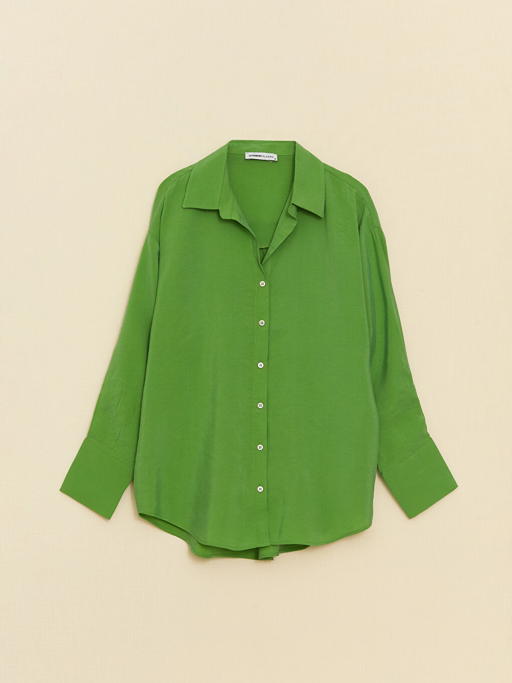 Yeşil Kadın Düz Uzun Kollu Gömlek