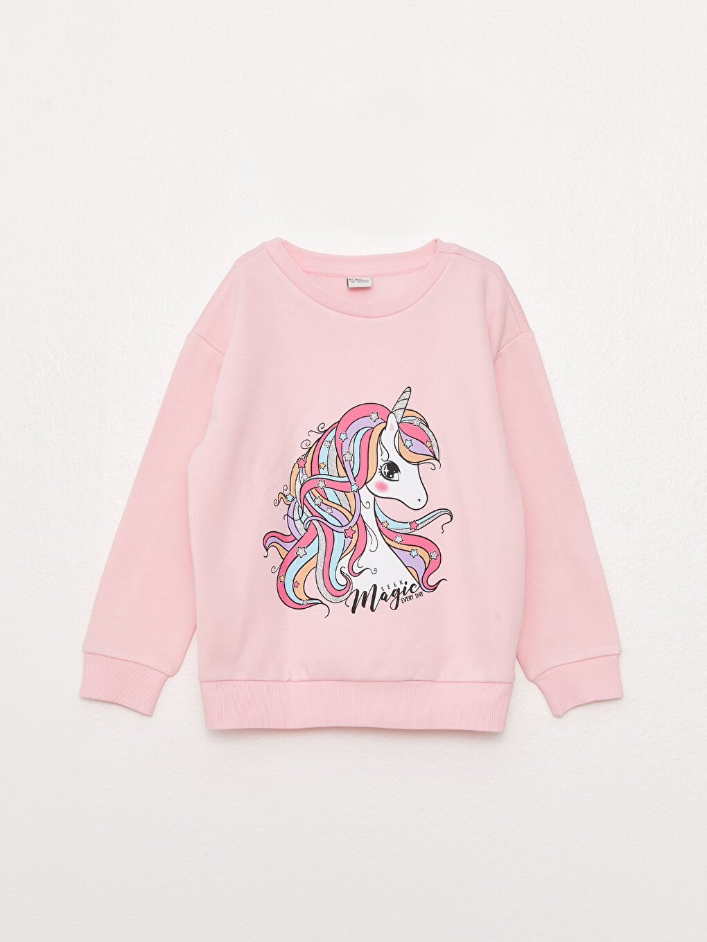 Crew Neck Printed Long Sleeve Girls' Sweatshirt