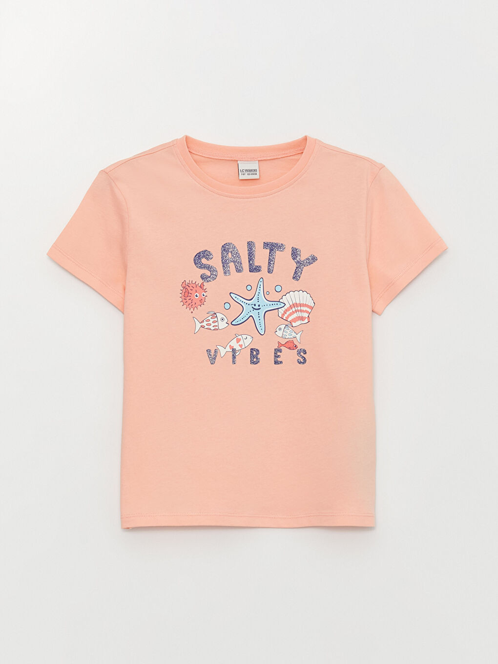 Pembe Bisiklet Yaka Baskılı Kısa Kollu Kız Çocuk Tişört