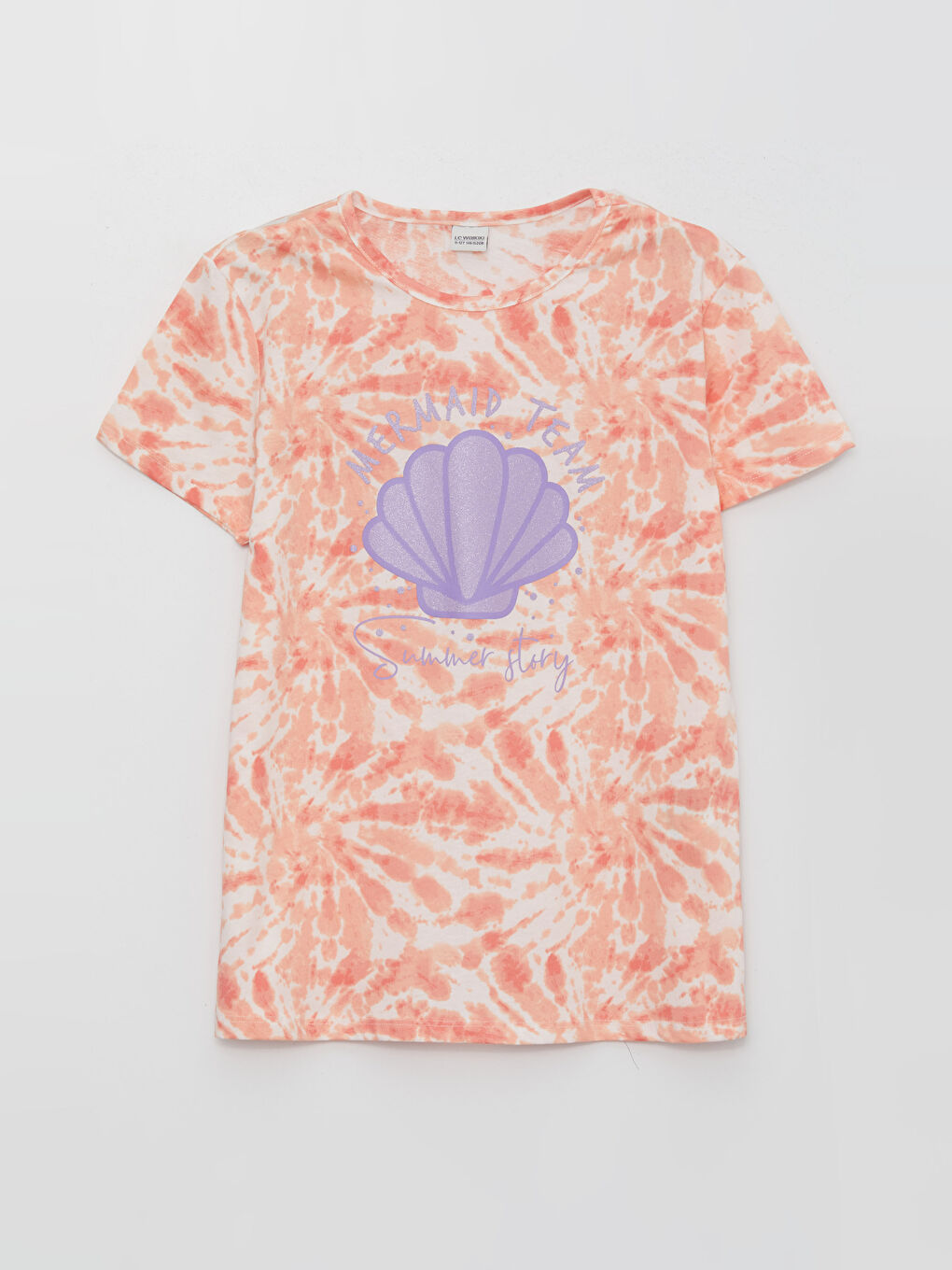 Crew Neck Patterned Short Sleeve Girl T-Shirt