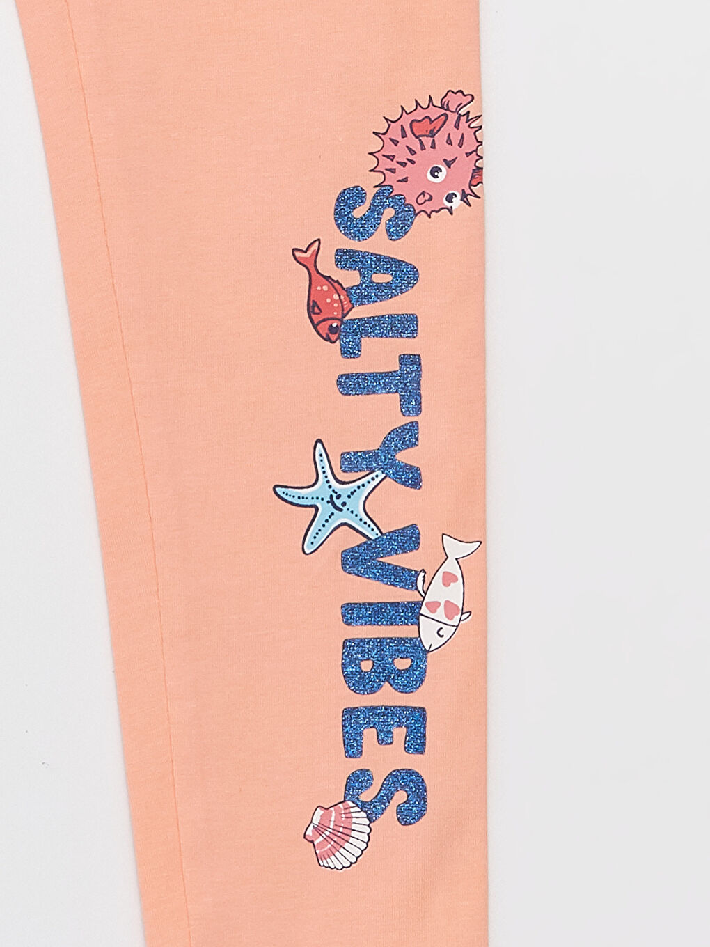 Pembe Beli Lastikli Baskılı Kız Çocuk Uzun Tayt-2