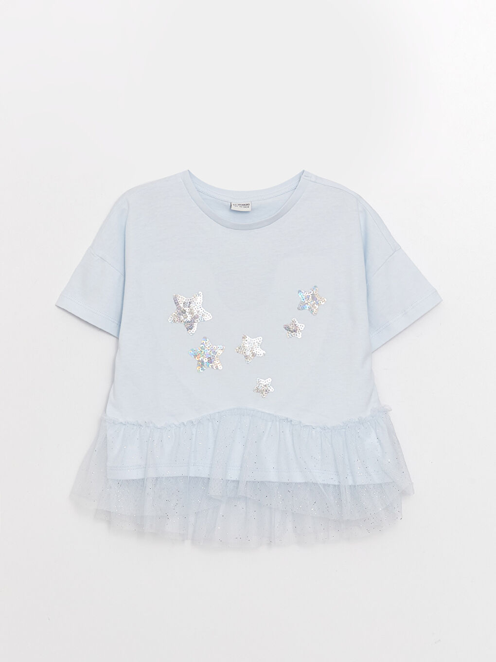 Crew Neck Sequined Short Sleeve Girls' T-Shirt