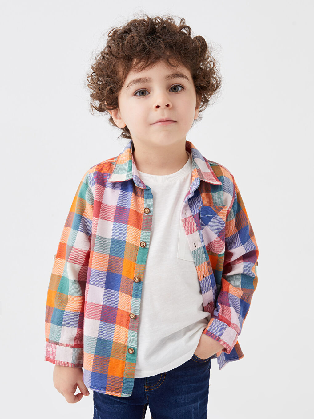 Checked Patterned Long Sleeve Baby Boy Shirt