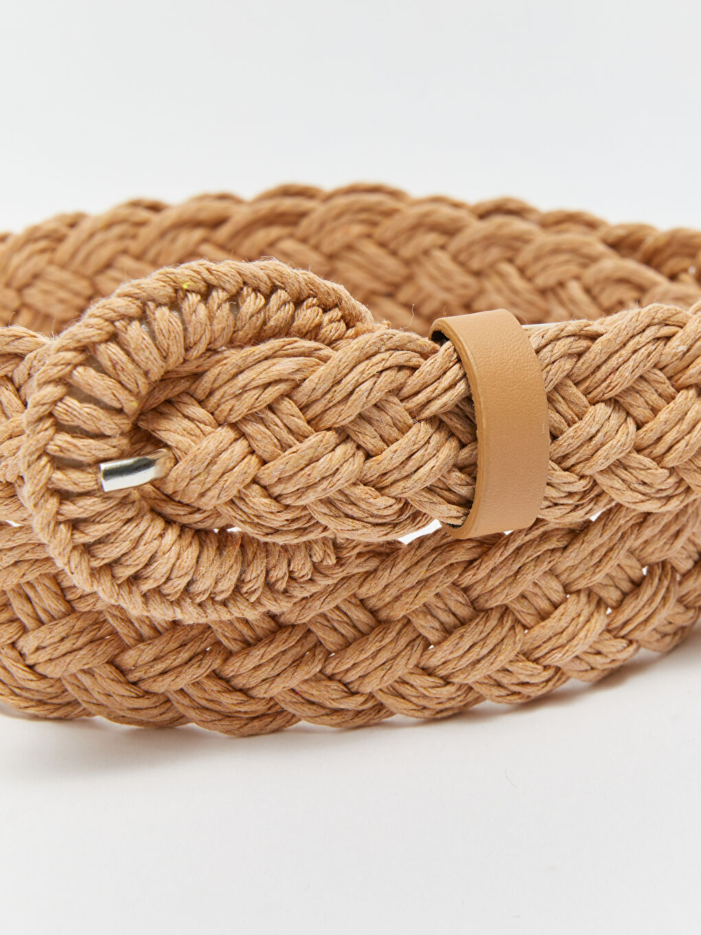 Bej Örgü Desenli Kadın Hasır Kemer-2