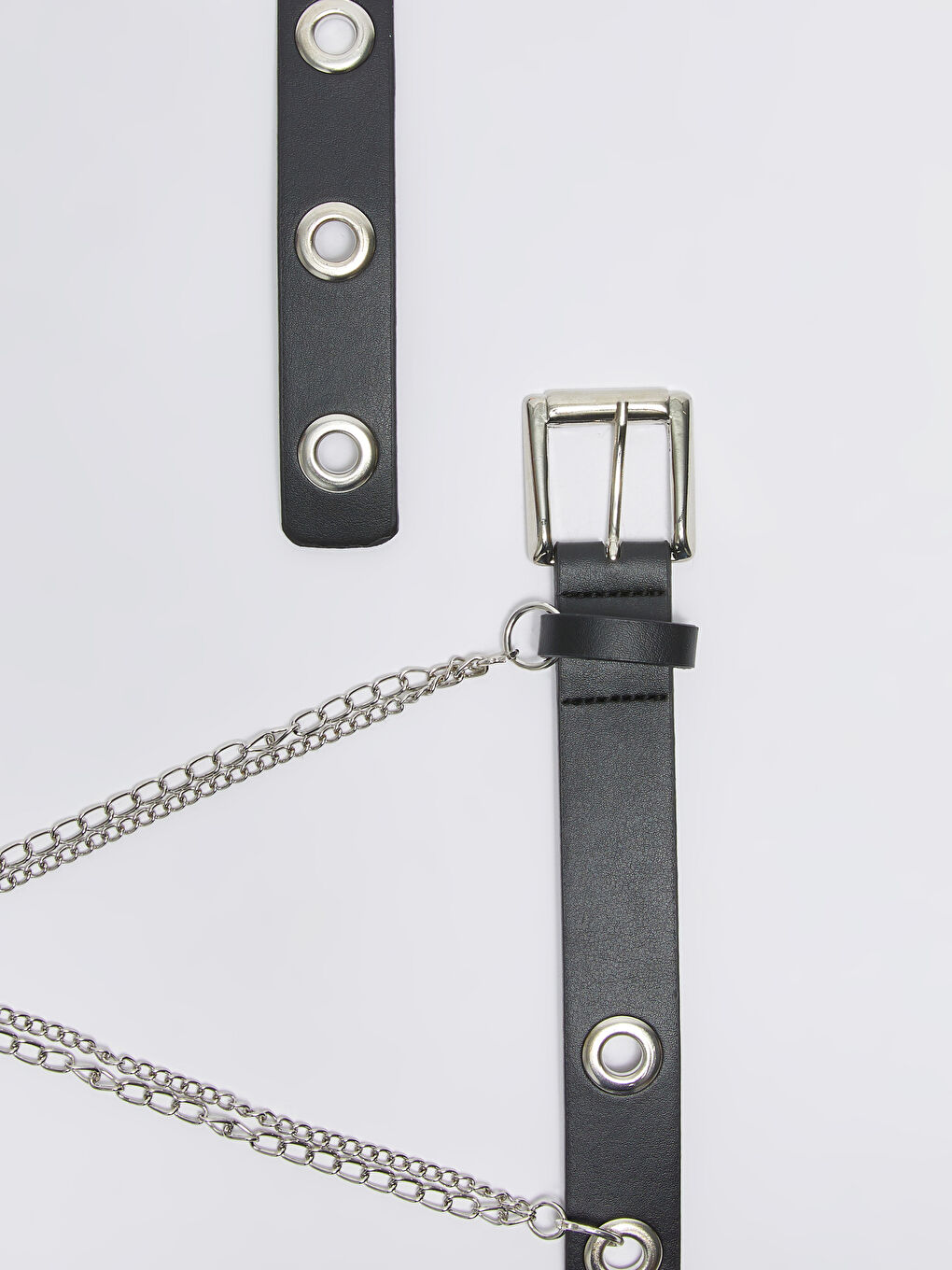 Siyah Deri Görünümlü Kuşgözü Detaylı Kız Çocuk Kemer-3