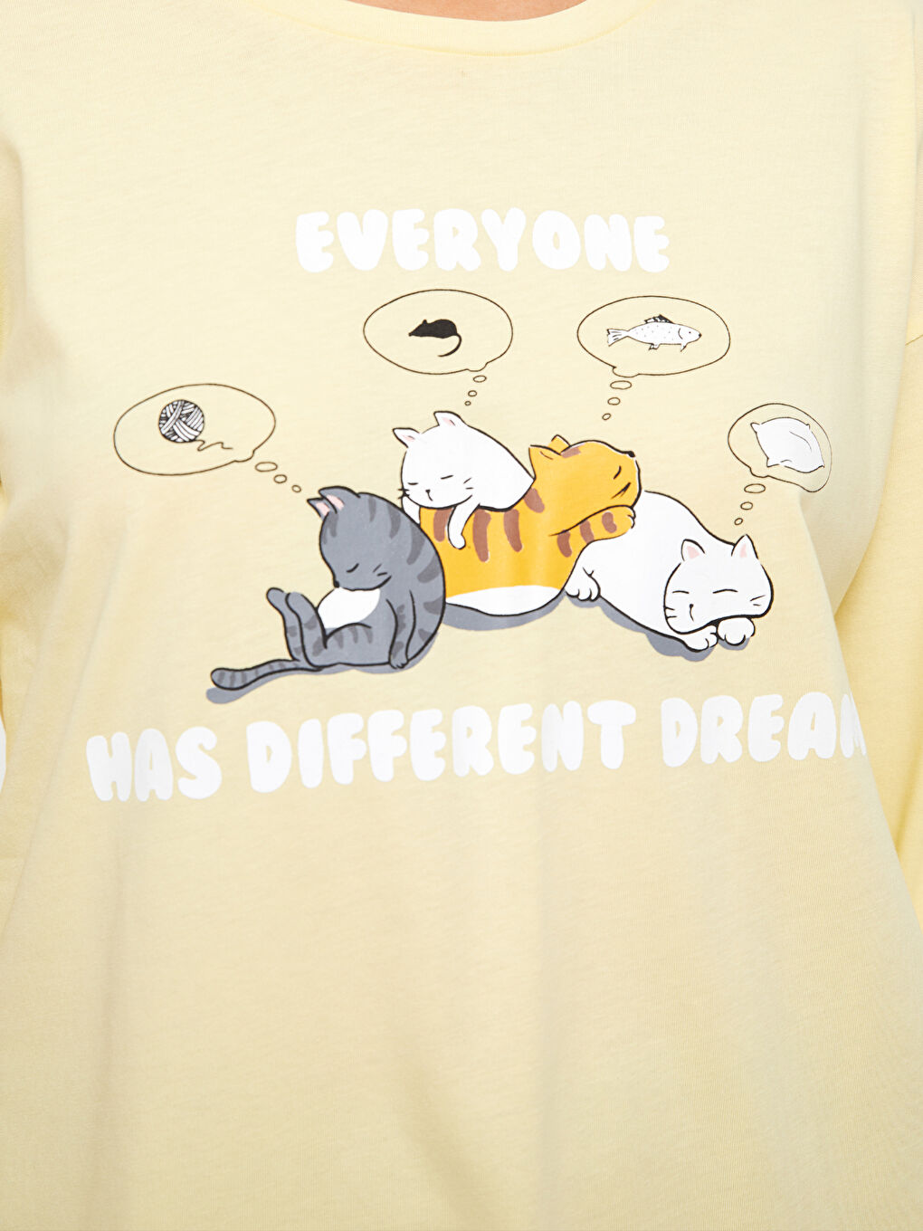 طقم بيجامة كم طويل مطبوع بياقة دائرية للسيدات-2