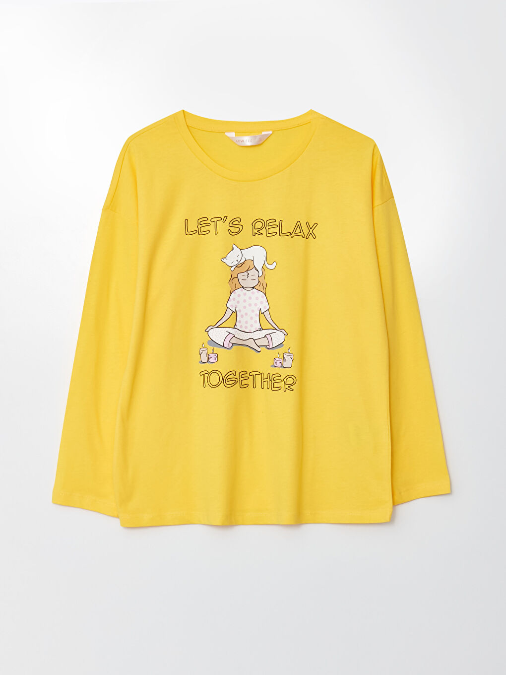 LCW ECO Crew Neck Printed Long Sleeve Women's Pyjama Set -S3AC55Z8-G4L