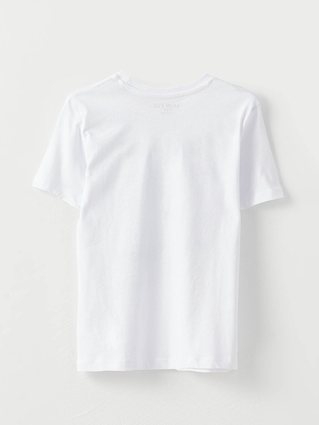 Beyaz Bisiklet Yaka Baskılı Kısa Kollu Erkek Çocuk Tişört-1