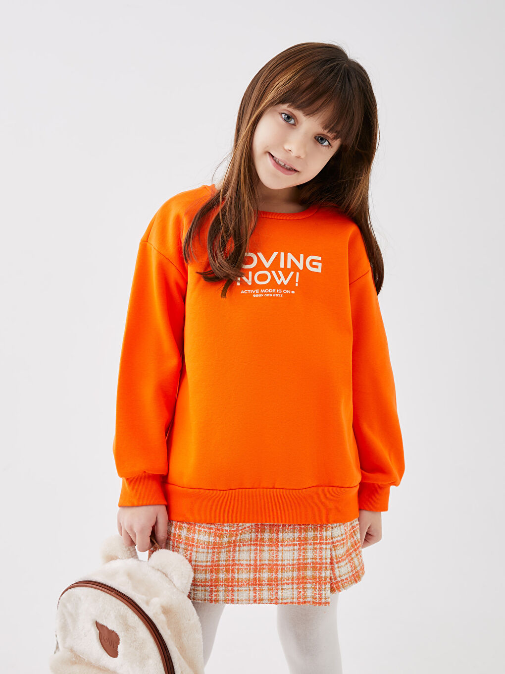 Hanorac Guler Rotund Imprimat Mânecă Lungă pentru Fete-1