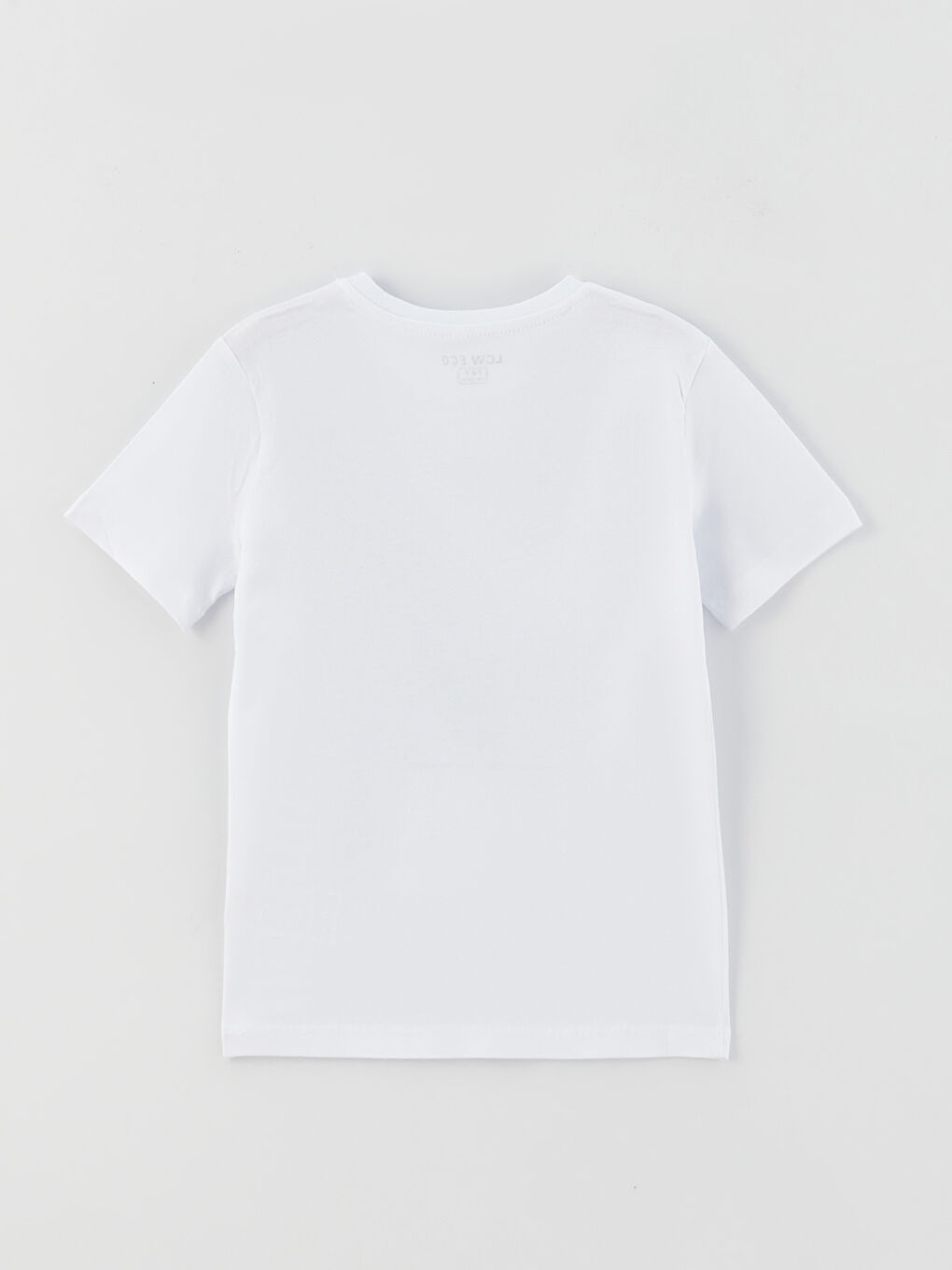 Beyaz Bisiklet Yaka Baskılı Kısa Kollu Erkek Çocuk Tişört-1