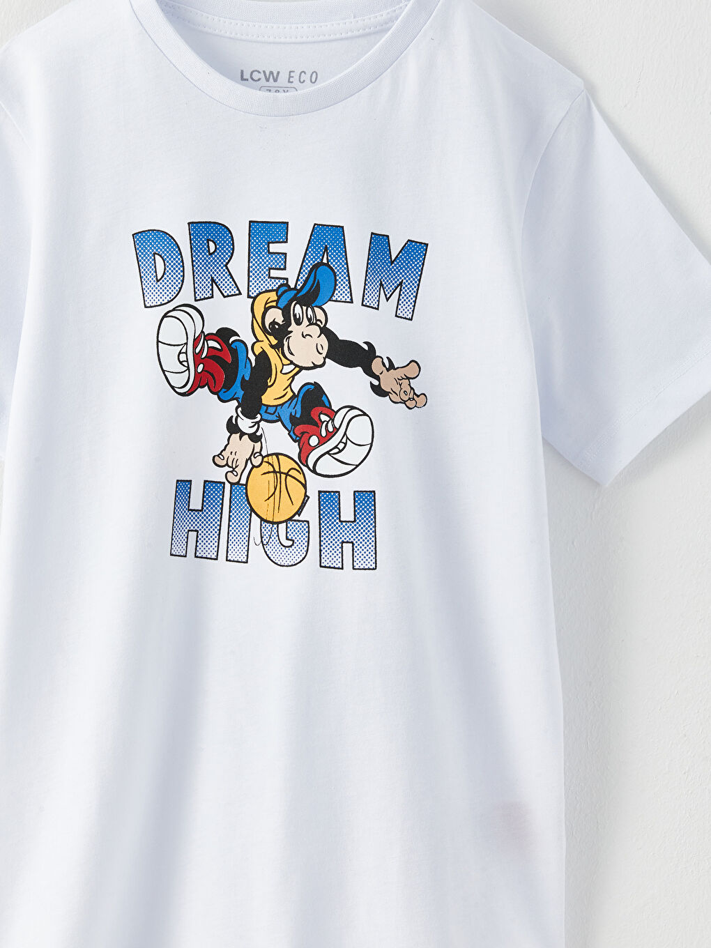 Beyaz Bisiklet Yaka Nostaljik Maymun Baskılı Kısa Kollu Erkek Çocuk Tişört-4