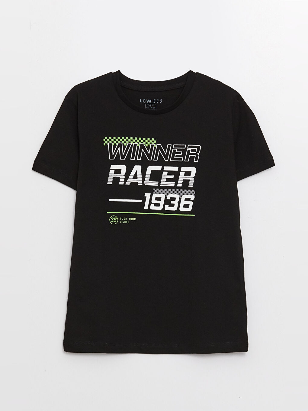 Siyah Bisiklet Yaka Baskılı Kısa Kollu Erkek Çocuk Tişört